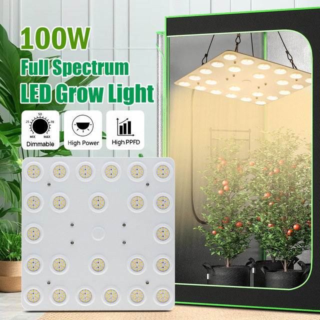 OEM ODM 100W Cob LED Full Spectrum Dimmable Plant Grow Lights with IP65 Rating Indoor UV Lamp for Bloom Aluminum Lamp Body
