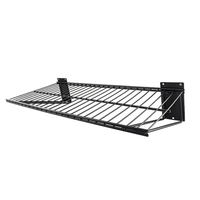 Étagère en treillis métallique réglable à fixer au mur, organisateur en métal noir, solution de rangement pour la cuisine, la salle de bain, le placard