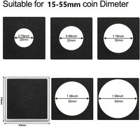 Capsules carrées pour pièces de monnaie en acrylique, fournitures de Collection de pièces de monnaie avec insertion de mousse en argent, capsules de protection