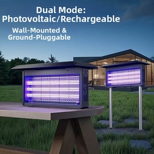 Lampe anti-moustiques <span class=keywords><strong>solaire</strong></span> UV rechargeable en acier inoxydable ignifuge pour l'extérieur avec filet de protection - Product Image 5