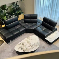 Ensemble de canapés modulaires convertibles en cuir italien de luxe, modernes, à assise large et profonde, pour villa et appartement, avec dossier réglable