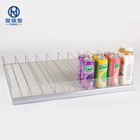 Étagère à roulettes pour présentoir de refroidisseur à marche-pied avec poussoir de bouteilles à alimentation automatique par gravité en aluminium, robuste, écologique, en plastique et en métal