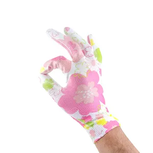 13G Garden Polyester PU Coated Finish PU Safety Gloves PU Gloves