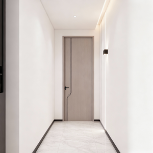 Porte intérieure en bois gris, simple, <span class=keywords><strong>écologique</strong></span>, sans peinture, ensemble de portes de chambre intérieure, design moderne, porte à panneau, vente en gros directe d'usine - Product Image 3