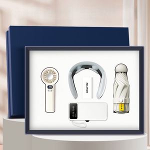 Premium Combo <b>Gift</b> <b>Set</b>: Handheld Fan Power Bank Umbrella & Neck Massager with Custom Logo for Business Corporate Giveaways - Product Image 5