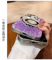 Coques de téléphone Bling pour iPhone 17 16 15 14 13 Pro Max – Étui brillant avec béquille, paillettes plaquées, protection de luxe magnétique