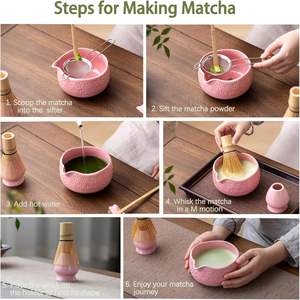 Juego de batidor Matcha, 7 Uds., Kit de Matcha de cerámica con cuenco, juego de té Matcha moderno, soporte para batidor de bambú, cuchara de descanso <span class=keywords><strong>Sifer</strong></span> para amantes del té - Product Image 3