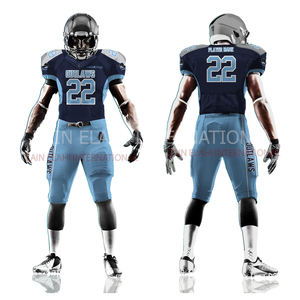 Suministro directo de fábrica Uniforme de fútbol americano Aparejos personalizados Sarga Nombre y número Impreso Kits de uniformes de fútbol americano - Product Image 6