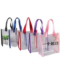 Sac à main en PVC transparent réutilisable personnalisé pas cher, sac de plage transparent, sac fourre-tout, sacs cadeaux avec poignée