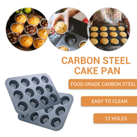 Plaque de cuisson antiadhésive en acier au carbone pour 12 muffins, moule à cupcakes personnalisable, idéale pour la pâtisserie maison et l'utilisation au four.
