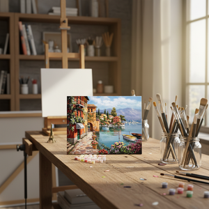 Kit Pittura a <span class=keywords><strong>Numeri</strong></span> Fai-da-Te per Adulti, Decorazione Casa, 24 Colori Acrilici, Arte Murale Paesaggistica 40x50cm, Nuovo Stile Classico/Post-moderno - Product Image 5