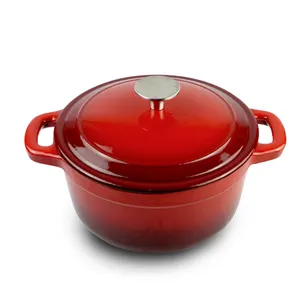 Cast Iron Red Color Enamel Casserole Round Sauce Pot Cookware Set Ceramic Cooking Pot With Cast Iron Lid And Handle