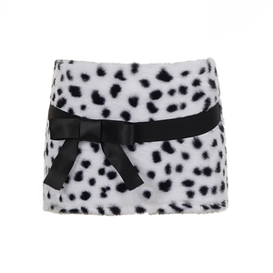 Jupe midi imprimée doublée de fausse fourrure, jupe courte trapèze pour femme, mode décontractée streetwear rétro Y2K - Product Image 6