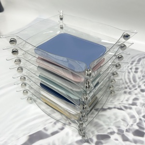 Boîte de rangement pliante en cuir PVC transparent plaque de clé de bureau décoration de la maison plateau de dés Portable organisateur clés portefeuille pièces divers - Product Image 3