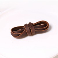 Tali Kulit Sapi Asli Vintage untuk DIY, Tali Kulit Bulat Pipih 3 4 5 6 8 mm untuk Pembuatan Gelang DIY