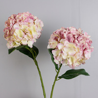 Bunga Hydrangea Buatan Tangkai Tunggal, Bunga Hydrangea Sutra Palsu Kepala Besar untuk Dekorasi Pernikahan, Vas Rumah, Meja, dan Rangkaian Bunga