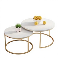 Ensemble de tables basses en marbre et métal de style nordique, design moderne pour salon, table de canapé, petite table ronde