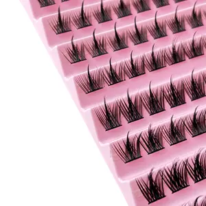 Faux Mink 10 Rows Pre Cut Volume Cluster Diy Lashes Extensions With Lash Packaging Box