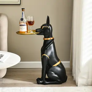 Commercio all'ingrosso moderno stile nordico decorazione per la casa in resina artigianale orso scultura Bulldog francese figurina maggiordomo doberman cane ornamenti da pavimento