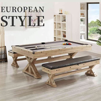 Vente d'usine 7ft 3 en 1 table de billard à manger en MDF multi-jeux avec long banc