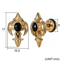Designer Style 3D Relief Fleur De Lis Oorbellen 316L Roestvrij Staal Verweerde Afwerking Onyx Steen Helix Piercing Sieraden Unisex