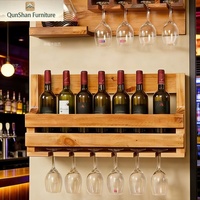 Porte-vin mural en bois massif, meuble de rangement pour bouteilles et verres, présentoir pour restaurant