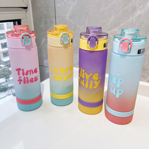 Botella de Agua Deportiva, Taza de Plástico con Degradado de Color, Botella de Agua Portátil para Estudiantes, para Coche y Actividades al Aire Libre - Product Image 1