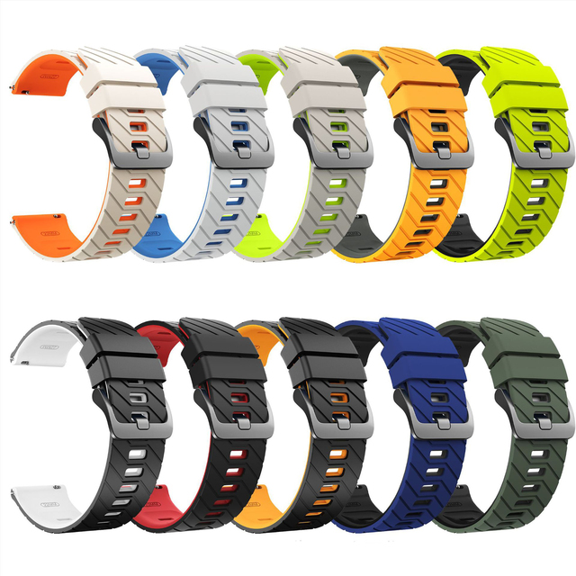 22mm Quick Release Silicone Watch Band Strap Two-Tone Sport Wristband for Suunto9 Peak Custom Silicon Watch Strap