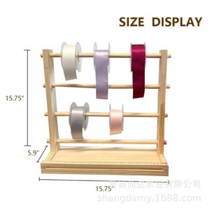 Estante giratorio de madera para cintas y satén, ideal para pastelerías, estante giratorio de madera maciza para cintas y telas, estante para hilos. - Product Image 4