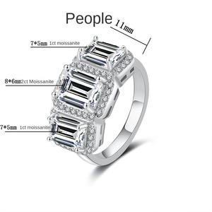 9 Feine Smaragdschliff 4CT VVS1 Moissanit-Schmuckstücke 925 Silber Rhodiniert Hypoallergene Damen 3-Stein-Ringe mit GRA-Zertifikat - Product Image 3