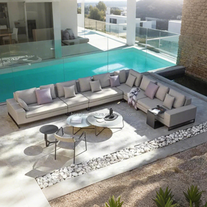 Ensemble de canapés d'extérieur en aluminium de style moderne avec coussins et oreillers, pour hôtel, patio et balcon, salon, meubles imperméables - Product Image 4