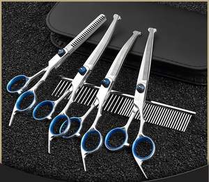 Gold-Color Stainless Steel Barber <b>Scissors</b> Split Type Thinning <b>Scissors</b> Set for <b>Dog</b> and Cat Grooming for Home and Barbershops - Product Image 5