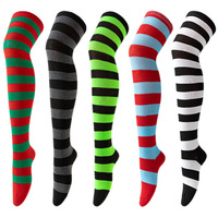 Femmes Cosplay Anime rayé JK Style Long Tube jambe-cuisse haute chaussettes genou japonais genou pour quotidien pour les vacances de noël d'hiver