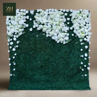 Chique groene bladeren met verspreide witte bloemen zijden kunstbloemen wandpaneel voor strandbruiloftdecoratie