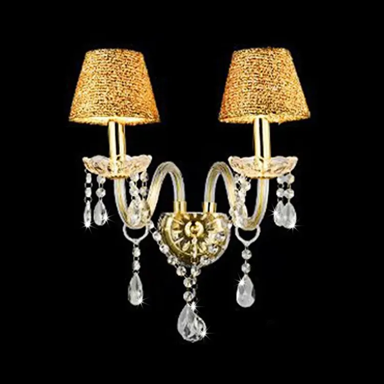 hotel villa lamp family dining room bedroom modern gold glass luxury K9 crystal wall lamps