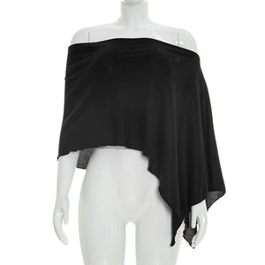 Viviblook Y26TP043 T-shirt décontracté pour femme, haut court sexy et ample à bords irréguliers pour dames - Product Image 6