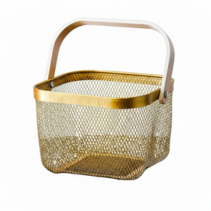 Panier à linge en métal de luxe pour hôtel, panier à linge sale pour salle de bain en métal enduit de poudre et fer avec poignée - Product Image 1