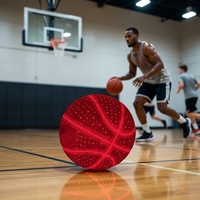 Ballon de basketball LED pour adultes, rouge, en PU, diamètre 76 cm, pour intérieur et extérieur, vente en gros d'usine, produit phare