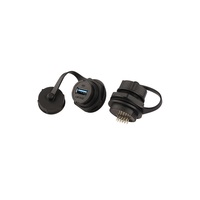 LSHITECH Cable Industrial USB 2.0/3.0 Hembra a Macho, Impermeable IP68, 1m, Conexión de Alimentación, Terminales de Comunicación de Datos, Cobre, PC