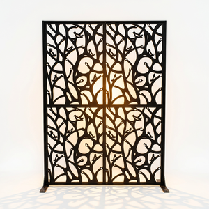 Paravent en acier Corten à patine rouille découpé au laser avec motif d'oiseau pour l'aménagement paysager de jardin - Product Image 2