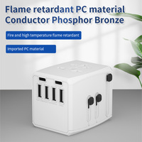 Adaptador de Viaje Universal, Enchufe Internacional, Carga Rápida con 4 Puertos USB y 2 Puertos Tipo-C, ABS, Cargador de Pared Europeo, CE/FCC/ROHS