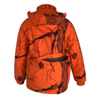 Veste de chasse safari imperméable à capuche pour homme, camouflage orange, respirante, en polyester, grande taille, avec fermeture éclair, 95% duvet épais, OEM