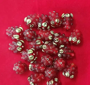ลูกปัดแก้วคริสตัล Murano รูปทรงกลม/วงรี สีเหลืองประดับสีน้ำเงิน ลูกปัดแบบหลวมสำหรับทำเครื่องประดับ ยี่ห้อ FE บรรจุกล่อง - Product Image 4