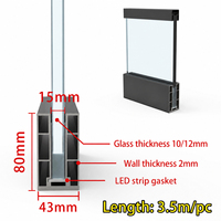 Huimeida Modèle 06 Garde-corps d'escalier moderne en alliage d'aluminium pour balcon, fixation au sol, cadre en verre sans cadre