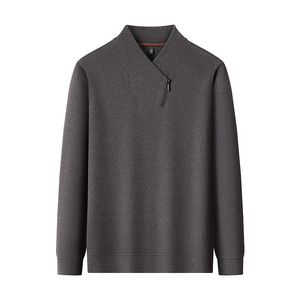 Cross-border Wholesale High-quality Double-sided Fleece Long-sleeve <strong>Hoodie</strong> <strong>Mens</strong> New Autumn Stand-collar Pullover Casual Solid - Product Image 5