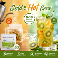 Té de Kiwi Orgánico Aurorabloom, Trozos de Kiwi Liofilizados, Ricos en Vitamina C, Té de Frutas Secas Mixtas de Manzana, Durazno y Pera, en Bolsitas, Té Saludable