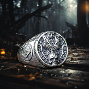 New Gothic Viking freemasonry và quạ sọ thép không gỉ Vòng Unisex nam giới và phụ nữ của nam giới quà tặng với miễn phí vận chuyển - Product Image 5