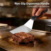 Spatule de cuisine en acier inoxydable de qualité supérieure, spécifications européennes, spatule à œufs, spatule de cuisine avec poignée antidérapante en PP, directement de l'usine