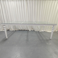 Table de salle à manger rectangulaire moderne à quatre pieds en acier inoxydable pour fêtes, mariages, hôtels et extérieur
