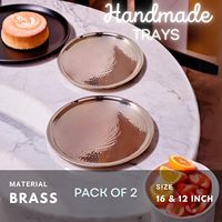 LEATHERVINES Handgemaakte Zilveren Gehamerde RVS Serveerschaal Set Decoratieve Schaalset 2 (16 & 12 inch) voor Hotels